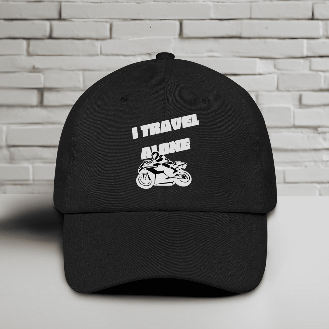 I Travel Alone Embroidered Baseball Cap