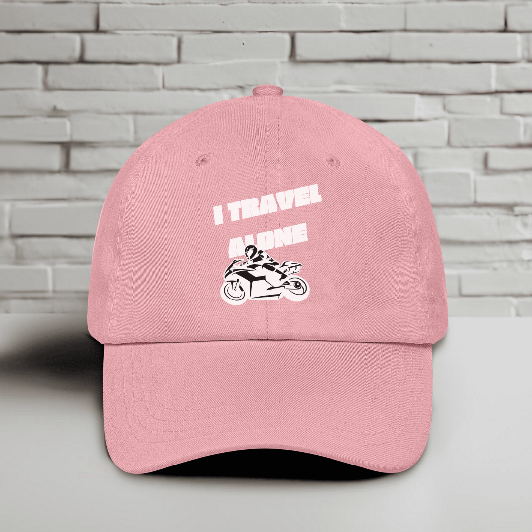 I Travel Alone Embroidered Baseball Cap