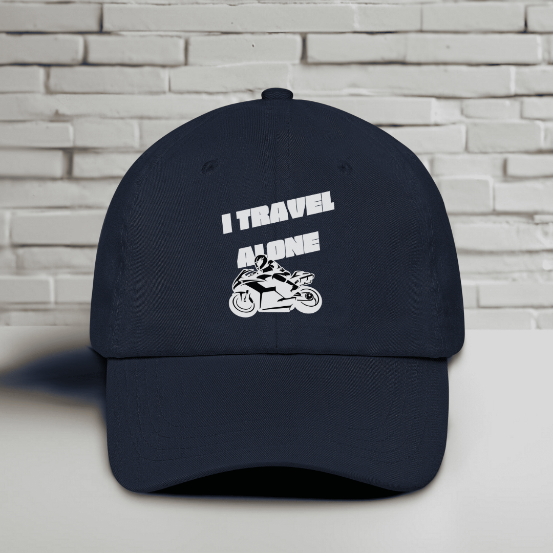 I Travel Alone Embroidered Baseball Cap