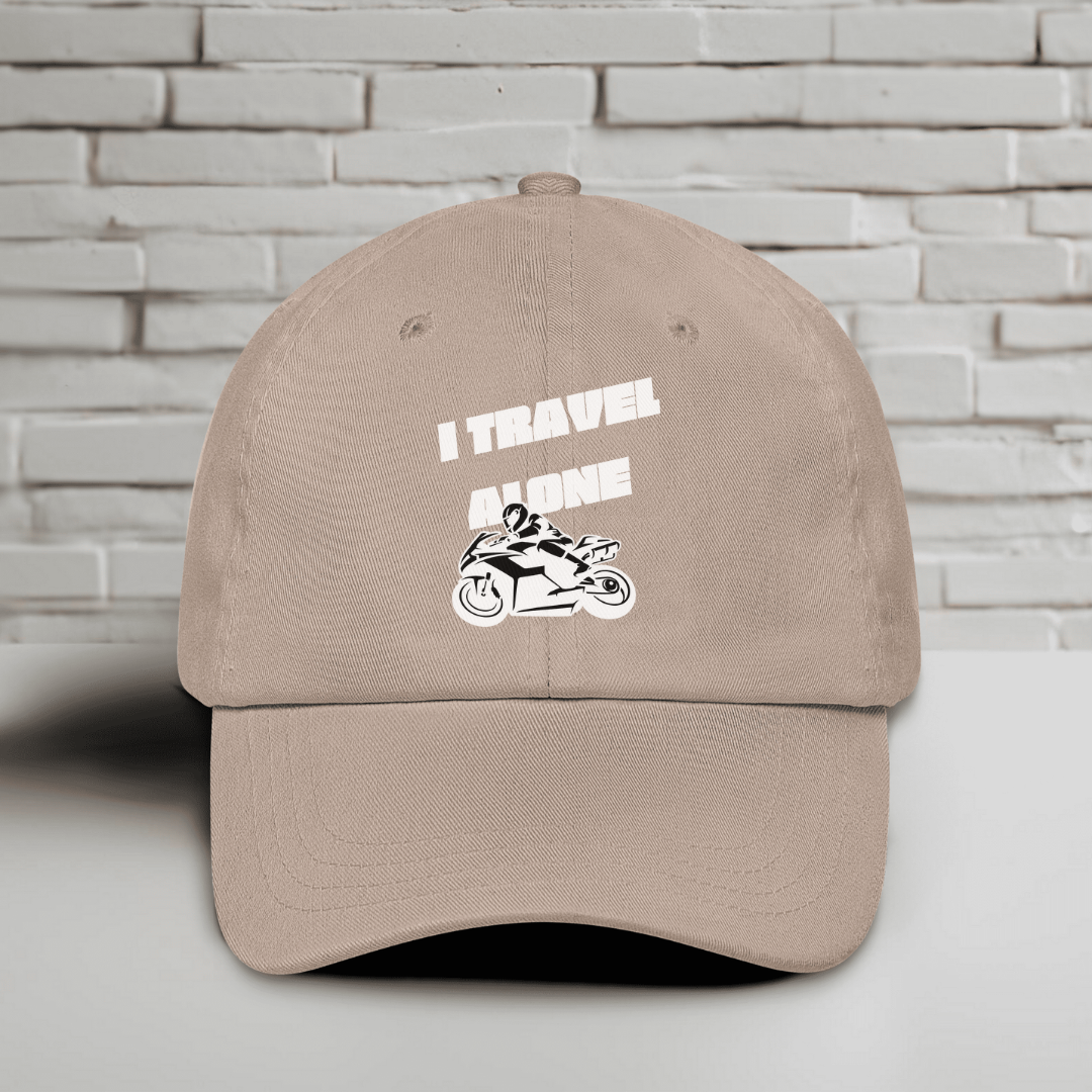 I Travel Alone Embroidered Baseball Cap